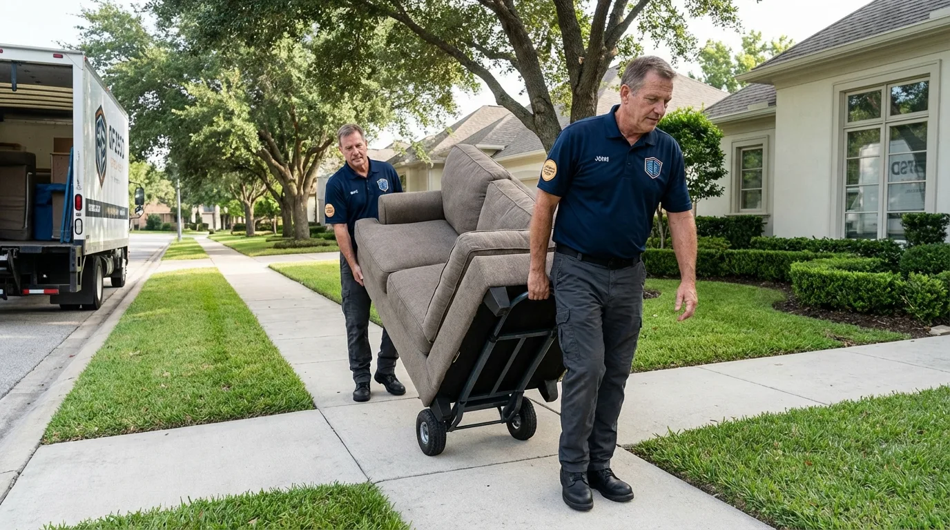 Local residential moving crew loading furniture in Rosenhayn, NJ